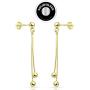 SolidSilver - Sterling Silver Double Long Chain Ball Drop Dangle Stud Earrings | Sterling Silver or Yellow Gold Dipped