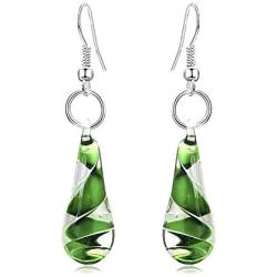 GIMEFIVE Handmade Water Drop Shape Spiral Lampwork Fashion Glass Bead Pendant Dangle Earrings