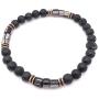 Mens Recycled Glass & Lava Stretch Bead Bracelet Handcrafted in USA - Black