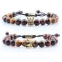 GVUSMIL 8mm Crown Lava Rock Stone Essential Oil Diffuser Bracelet Braided Rope Stone Yoga Beads Bracelets for Men Women