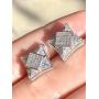 Mens Ladies 14K White Gold Over Silver Lab Diamond Earrings Screw Back Studs Iced Out aretes para hombre - Mens Earrings, Screw Back, Mens Jewelry, Hip hop Earring