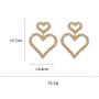 Geometric Stainless Steel Polished Drop Earrings Womens Boho Fashion Brushed Dangle Earrings Large Metal Statement Earring Round Heart Shape Gold for Women Girls