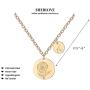 SHERLOVE 14K Gold Plated Women Initial Sunflower Pendant Necklace, You are My Sunshine Necklace with Round Disc Initial Letter