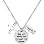 WSNANG Christian Gift Women Cross Religious Jewelry God With Carry You Through The Storm Isaiah 43:2 Necklace Baptism Gift for Women Girl