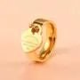 JINHUI Valentines Day Gift Jewelry 18K Gold/Rose Gold Forever Love Ring with Engraved Heart Charm Jewelry for Women Size 7#, 8#, 9#,10#