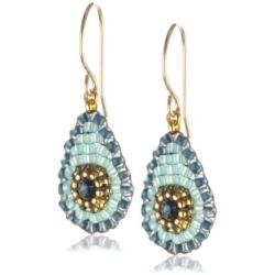 Miguel Ases Aqua Miyuki Mini Tear Drop Earrings