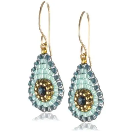 Miguel Ases Aqua Miyuki Mini Tear Drop Earrings