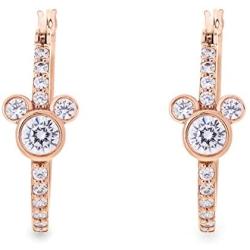 Disney Jewelry for Women Mickey or Minnie Mouse Sterling Silver Cubic Zirconia Hoop Earrings