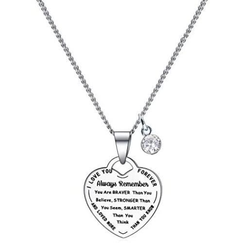 Rnivida Always Remember You are Braver Than You Believe Pendant Necklace, Inspirational Jewelry Gifts for Women Girls