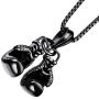 Ineffable Double Fist Set of Stainless Steel Men Necklaces Fitness Pendant Inspirational Necklace for Engagement Sports Gym Gift