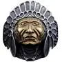 Oakky Mens 316L Stainless Steel Native American Indian Chief Headdresses Skull Biker Ring Punk