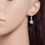 Women Fashion Necklace Earrings Round-Cut Cubic Zirconia Pendant Necklace Dangle Earrings Jewelry Set (White)