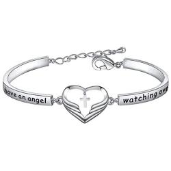 AKTAP Memory Gifts for Loss Loved Ones Remembrance Gift I Have an Angels Watching Over Me Cross Prayer Angel Bracelet Sympathy Gift Bereavement&n