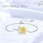 Sunflower Bracelet 925 Sterling Silver Sunflower Jewelry Sunflower Mother Day Gift Summer Jewelry Gift For Women Girlfriend Daughter with Gift Box