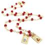Scapular Gold Plated Necklace for Women''17 Inches'' Red Crystal Beads Chain