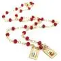 Scapular Gold Plated Necklace for Women''17 Inches'' Red Crystal Beads Chain Scapular Gold Plated Necklace for Women''17 Inches'' Red Crystal Beads Chain