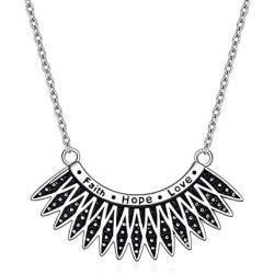 Dissent Collar Necklace Sterling Silver Engraved Faith Hope Love Pendant Necklace Jewelry Memory Ruth Bader Ginsburg