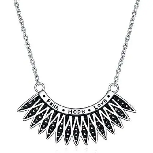 Dissent Collar Necklace Sterling Silver Engraved Faith Hope Love Pendant Necklace Jewelry Memory Ruth Bader Ginsburg Dissent Collar Necklace Sterling Silver Engraved Faith Hope Love Pendant Necklace Jewelry Memory Ruth Bader Ginsburg