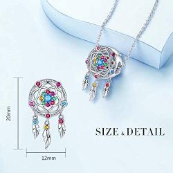 FOREVER QUEEN Dream Catcher Charm fit Charms Bracelet 925 Sterling Silver Feathers Tassel Bead Charm with Colorful Stones Pendant for European Necklace Jewelry