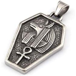 GUNGNEER Vintage Egyptian Jewelry Stainless Steel God Dead Anubis Pendant Ankh Cross Necklace Amulet Talisman Jewelry