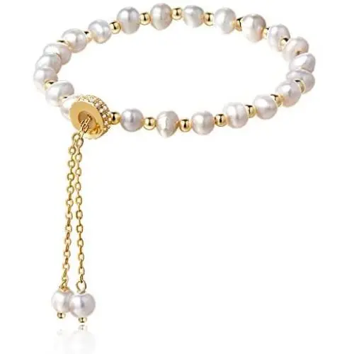 Cowlyn Pearl Bracelet Chain Link Baroque Culture Bossimi 14K Gold Filled Adjustable Fashion Valentine Charm Dainty Handmade Jewelry for Women Wife Girls Mother Cowlyn Pearl Bracelet Chain Link Baroque Culture Bossimi 14K Gold Filled Adjustable Fashion Valentine Charm Dainty Handmade Jewelry for Women Wife Girls Mother