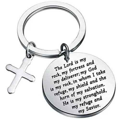 CYTING Christian Gift The Lord is My Rock My Fortress and My Deliverer Cross Keychain Bible Verse Jewelry Inspirational Gift CYTING Christian Gift The Lord is My Rock My Fortress and My Deliverer Cross Keychain Bible Verse Jewelry Inspirational Gift