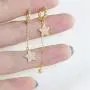 Huggie Crystal Star Chain Dangle Hoop Earrings for Women Girls S925 Sterling Silver with Charms Asymmetrical Pave CZ Tassel Drop Cartilage Clip Dainty Jewelry Christmas Gifts for Mom Sis Gold Plated