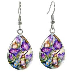 Earrings/Hummingbird Tear drop Earring Glass Dome Photo Jewelry Bird Art Earrings