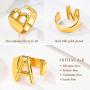 FOCALOOK Initial Ring 18K Gold Plated Letter Rings for Women Open Adjustable Rings Chunky Initial Ring Bold Statement Rings