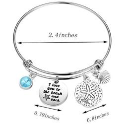 KUIYAI I Love You to The Beach and Back Bracelet Starfish Charm Bracelet Beach Lover Jewelry for Couple