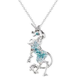 Girls Unicorn Pendant Necklace Jewelry Gift White Gold Plated Austrian Crystal Birthstone for Teens Women