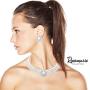 Rosemarie & Jubalee Womens Simulated Large Teardrop Pearl 3 Piece Choker Necklace Cuff Bracelet Clip On Earrings Bridal Jewelry Set