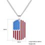 ASTOFLI American Flag Dog Tag Pendant Necklace Hip Pop Style Army Necklace High Polished Finish Enamel Necklace Jewelry For Man Street Wear Gift For Father’s Day Military Day Freedom And Equality