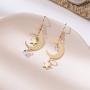 Bohemian Star Moon Drop Earrings for Women Fashion Golden Crystal Moon Star Earrings Jewelry