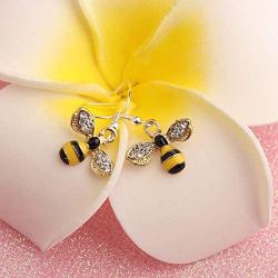 Gzrlyf Bumble Bee Dangle Earrings Crystal Bee Pendant Animal Earrings Hummingbirds Butterfly Gifts