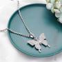 Gangel Butterfly Silver Glittering Necklace Butterfly Totem Pendant Exquisite Choker Tennis Chain Fashion Jewelry for Prom Party Ball Dating for Women and Girls