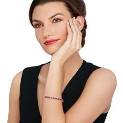 Ross-Simons 7.00 ct. t.w. Ruby and .20 ct. t.w. White Topaz Tennis Bracelet in Sterling Silver With Magnetic Clasp