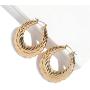 4 Pairs Bamboo Hoop Earrings Set Large Heart Square Geometric Earrings Oversized Gold Hollow Out Bamboo Drop Earrings Set Hip-Pop Jewelry Set Party Costume Accessory for Women Girls