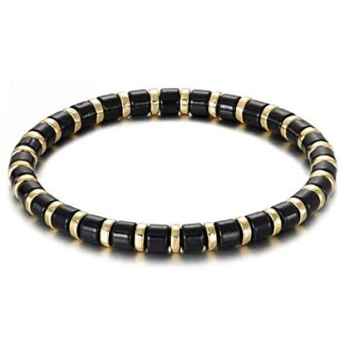 Coolcos Dainty Elastic Enamel Tile Bracelet - Colorblock Bohemian BOHO Stretchy Wristlet for Women Stackable Arm Party Bracelets