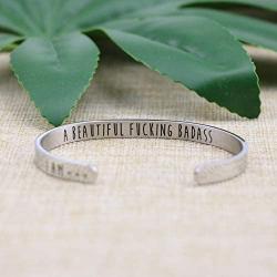Joycuff Funny Gift for Women Inspirational Bracelet Mantra Cuff Friend Encouragement Jewelry for Daughter Sister Wife Mom Friendship