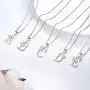 Aurora Tears 925 Sterling Silver Initial 26 Letter Necklace Women Crystal A-Z Alphabet Name Pendant Birthday Jewelry
