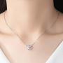 idealway Pink Cherry Blossoms Flower Necklace Earrings Wedding Jewelry CZ Hypoallergenic (Zircon Pink Flower Set)