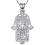 Aniu 925 Sterling Silver Necklace for Women, Hamsa Hand of Fatima Evil Eye Pendant with Cubic Zirconia, Comes with Black Jewelry Gift Box and 18 Inch Chain