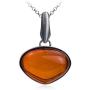 Sterling Silver Red Dark Amber Pendant Chain 18 Inches