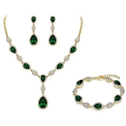 EleQueen Womens Wedding Bridal Bridesmaids Jewelry Sets Cubic Zirconia Teardrop Necklace Tennis Bracelet Dangle Earrings Jewellery Set EleQueen Womens Wedding Bridal Bridesmaids Jewelry Sets Cubic Zirconia Teardrop Necklace Tennis Bracelet Dangle Earrings Jewellery Set