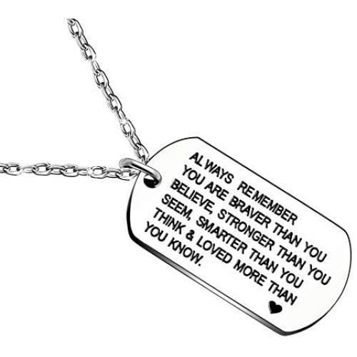 lauhonmin Always Remember You are Braver/Stronger/Smarter Than You Think Pendant Necklace Family Friend Gift Unisex