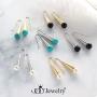 555Jewelry Stainless Steel Drop Turquoise/Pearl/Onyx Boho Cone Earrings for Women