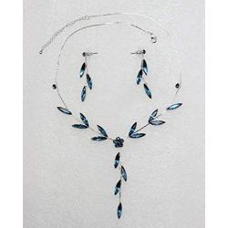 Faship Gorgeous Rhinestone Crystal Floral Necklace Earrings Set