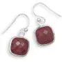 Square Faceted Rough-Cut Ruby Sterling Silver Earrings Square Faceted Rough-Cut Ruby Sterling Silver Earrings