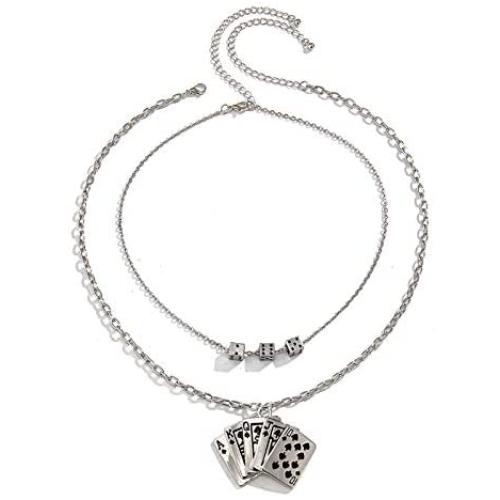 Ingemark Punk Dice Poker Necklace for Men Women Rock Hip Hop Jewelry